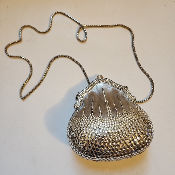 Judith Leiber Handbags - Judith Leiber 1967 Chatelaine Minaudiere Swarovski Crystals Metal Clutch in VGUC